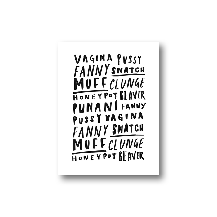 Vagina Word Art Adhesive Sticker | Punani, Muff, Clunge, Pussy, Fanny, Honey Pot, Fanny, Beaver, Snatch