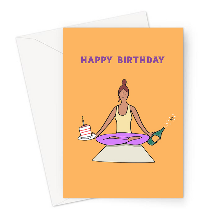 Yoga Woman Happy Birthday Greeting Card | Yoga Woman In Lotus Pose Birthday Card For Her, Yogi, Yoga Lover, Namaste, Meditation