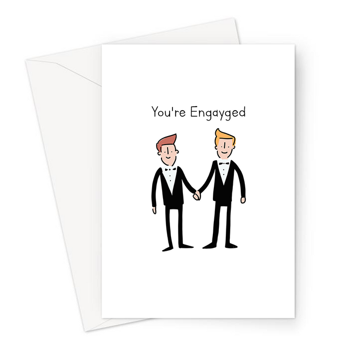 You're Engayged Greeting Card | Funny Gay Engagement Card For Gay Couple, LGBT, LGBTQ+, Congratulations, You're Engaged Card, Grooms