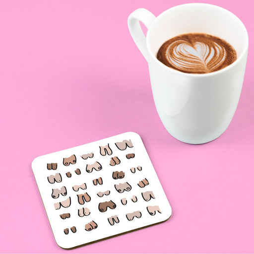 Abstract Boobs Coaster | Coloured Boob Print Drinks Mat, Breasts In Different Shapes, Sizes & Colours, Abstract Nude, Female Empowerment, LGBTQ+