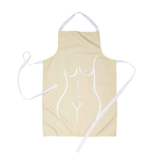Abstract Nude Female Beige Apron | Funny Nudity Print Apron, Female Empowerment Gift, Feminist Gift, Female Form Line Drawing