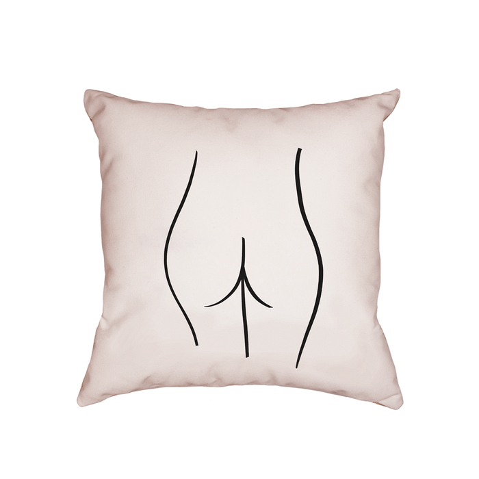 Abstract Nude Female Bottom Pink Cushion | Abstract Nude Arse Cushion, Feminist, Female Empowerment Gift, Line Drawing Bum