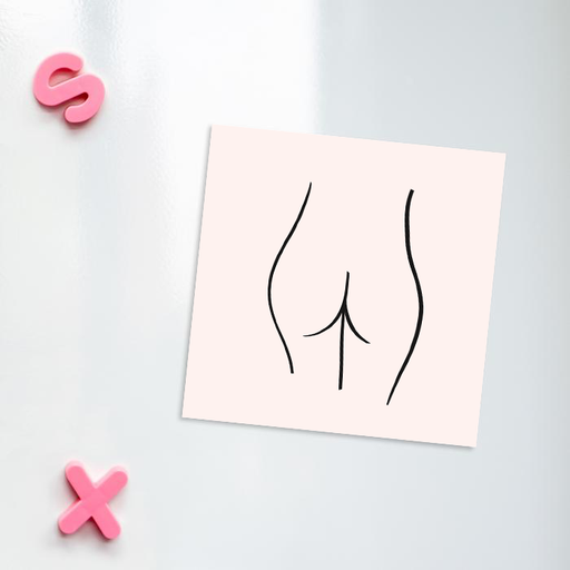 Abstract Nude Female Bottom Pink Magnet | Bum Print Fridge Magnet, Female Empowerment Gift, LGBT, Female Form Line Drawing, Derrière