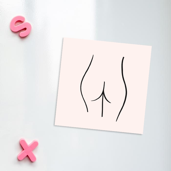 Abstract Nude Female Bottom Pink Magnet | Bum Print Fridge Magnet, Female Empowerment Gift, LGBT, Female Form Line Drawing, Derrière