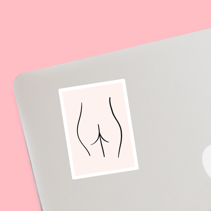 Abstract Nude Female Bottom Pink Sticker | Naked Female Form Line Drawing Sticker, Derrière, Bum, Feminist, Female Empowerment