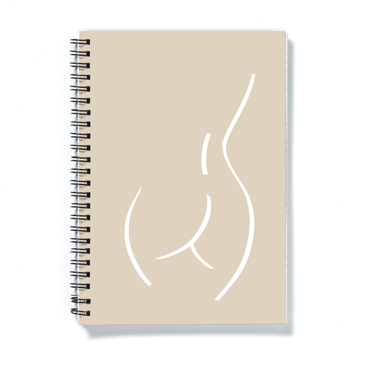Abstract Nude Female Derrière Beige A5 Notebook | Female Form Line Drawing Journal, Female Empowerment Gift, LGBT Notepad, Bum Print, Bottom