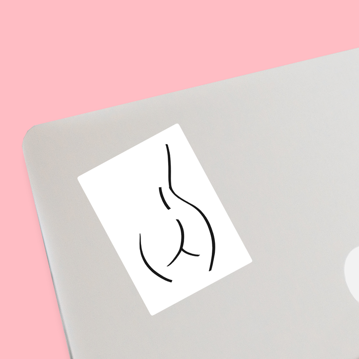 Abstract Nude Female Derrière Monochrome Sticker | Naked Female Form Line Drawing Sticker, Bottom, Bum, Feminist, Female Empowerment