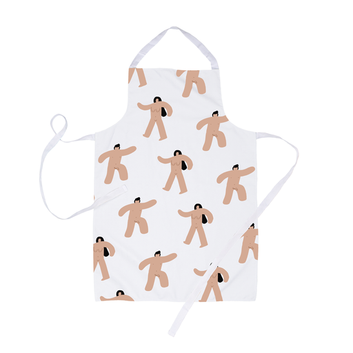 Abstract Nude Men And Women Apron | Funny Nudity Print Canvas Apron, Naked Marching Men And Women