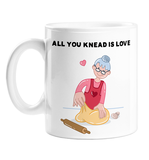 All You Knead Is Love Mug | Funny, Baking Pun Love Mug, Lady Kneading Dough, Cute Valentine's Or Anniversary Gift, All You Need Is Love