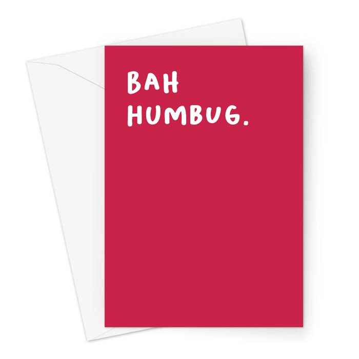 Bah Humbug. Greeting Card | Rude Bah Humbug Christmas Card In Red For Scrooge, Christmas Hater