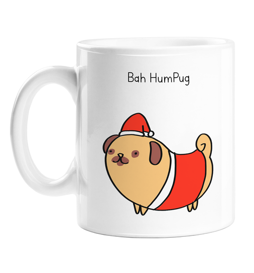 Bah HumPug Mug | Funny Pug In A Santa Outfit Christmas Ceramic Mug, Bah Humbug, Scrooge, Pug Owner, Pug Lover