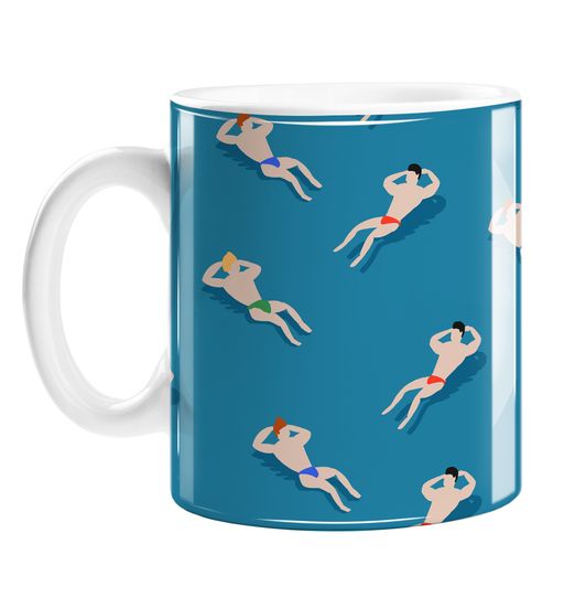Bathing Men Mug | Swimming Men In Speedos Mug, LGBT Gift, Art Deco, Retro Illustrattion,