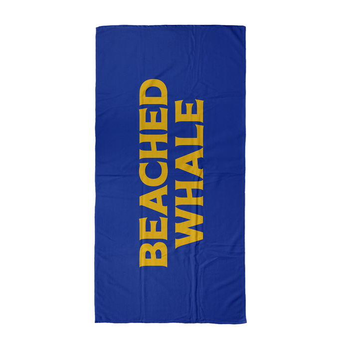 Beached Whale Beach Towel | Funny, Rude Pop Art Beach Towel, Whale Joke, Blue, Yellow