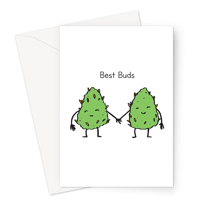 Best Buds Greeting Card | Weed Best Friend Card For Stoner, Weed Smoker, BFF, Bestie, Cannabis, Marijuana, Hash, Pot, Ganja, 420