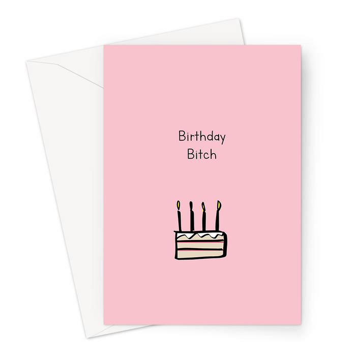 Birthday Bitch Greeting Card | Offensive Birthday Card, Rude Birthday Card For Her, Slice Of Birthday Cake Doodle