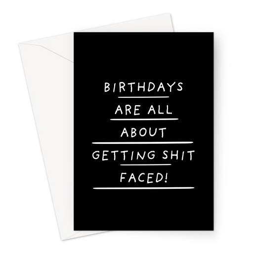 Birthdays Are All About Getting Shit Faced! Greeting Card | Let's Get Drunk Birthday Card, Turned Up, Turnt, Funny Birthday Card, Let's Party