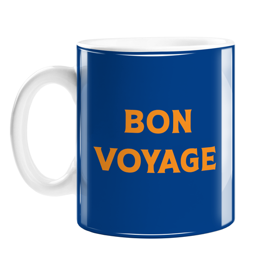 Bon Voyage Mug | Goodbye Gift, Travel, Travelling, French Good Luck On Travels, Pop Art