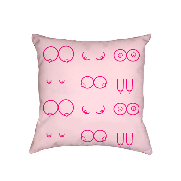 Boobs Illustration Pink Cushion | Abstract Nude Breasts Cushion, Feminist, Female Empowerment Gift, Line Drawing Tits