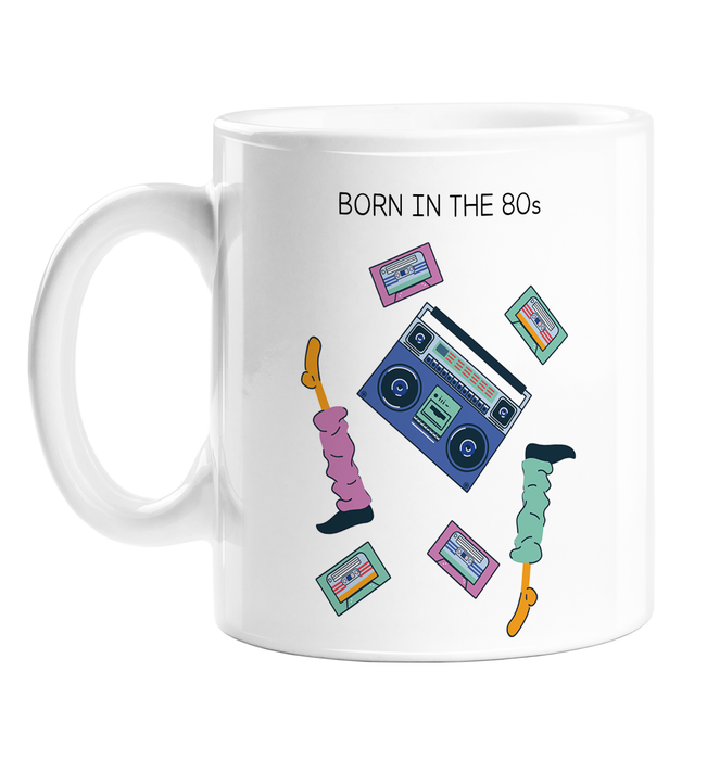 Born In The 80s Mug | 80s Baby Birthday Mug, Birthday, Born In The 1980s, Eighties, Leg Warmers, Cassette Player, Cassette Tapes