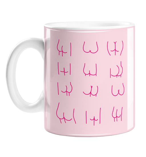 Bums Illustration Pink Mug | Different Shaped Bottoms Illustration, LGBT Gift, Pink, Female Empowerment
