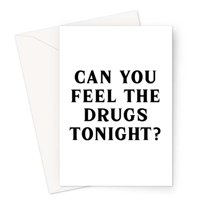Can You Feel The Drugs Tonight? Greeting Card | Song Lyric Pun Birthday Card, Celebration, Cannabis, Weed, Can You Feel The Love Tonight