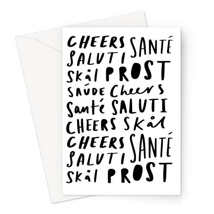 Cheers Word Art Greeting Card | Cheers, Santé, Saluti, Salud, Saúde, Skål, Prost