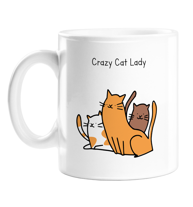 Crazy Cat Lady Mug | Rude, Funny Gift For Cat Lover, Owner, Kittens, Cats Doodle
