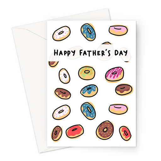 Donuts Happy Father's Day Greeting Card | Iced Donuts Print Father's Day Card, Ring Donuts Illustration Card For Dad