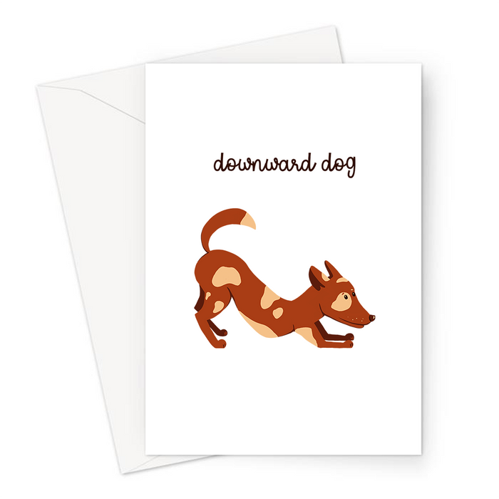 Downward Dog Greeting Card | Dog Doing Yoga In Downward Dog Card, For Yogi, Yoga Lover, Namaste, Meditation, Puppy