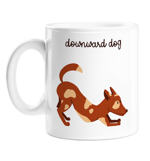 Downward Dog Mug | Funny Coffee Mug, Gift For Yogi, Yoga Lover, Hand Illustrated Dog In Downward Dog Position, Puppy