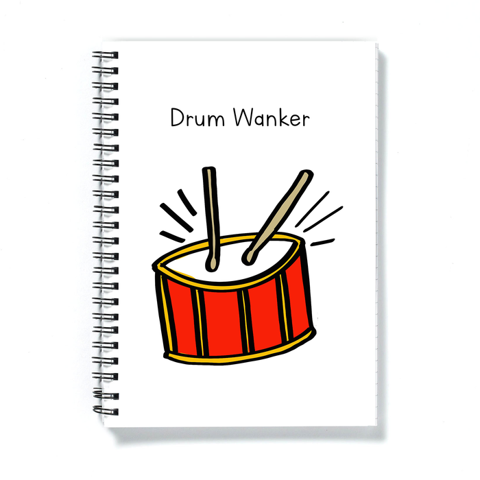 Drum Wanker A5 Notebook | Rude, Funny Gift For Drummer, Drum Player, Musician, Music Lover, Journal, Diary