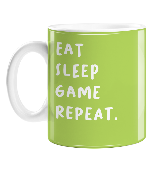 Eat Sleep Game Repeat. Mug | Funny Birthday Gift For Gaming Addict, Joke Gamer Mug, Gaming Obsessed