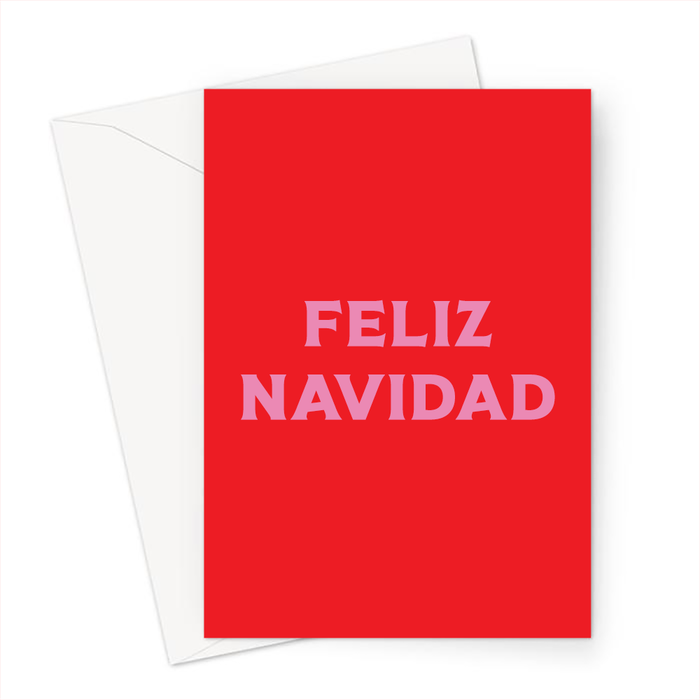 Feliz Navidad Greeting Card | Brightly Coloured Spanish Christmas Card, Christmas Song Card, Pop Art
