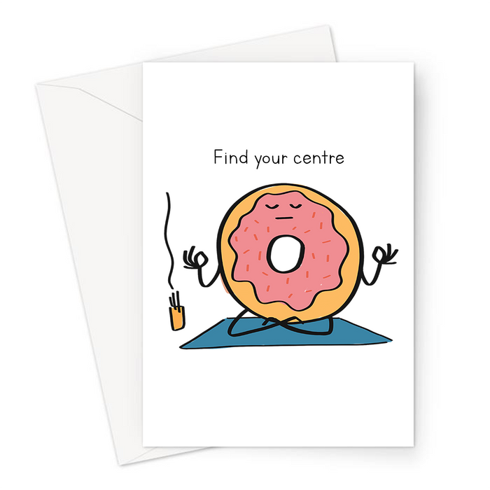Find Your Centre Greeting Card | Ring Donut Meditating Card, For Yogi, Yoga Lover, Namaste, Meditation
