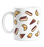 French Pastries Print Mug | Different Pastries Print Coffee Mug, Croissants, Eclairs, Tarts, Pain Au Chocolat, Continental Breakfast Mug