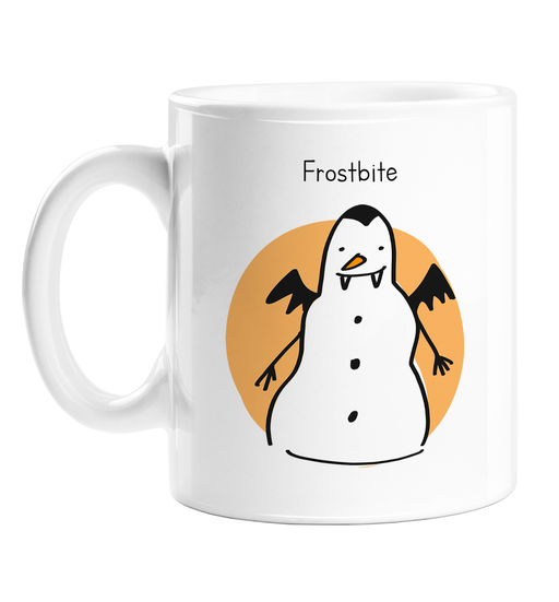 Frostbite Mug | Vampire Snowman, Frosty, Dracula, Spooky Pun Ceramic Coffee Mug
