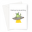 Greetings Tiny New Earthling Greeting Card | Funny Alien Pun New Baby Card, Alien Sat On A UFO Waving Hello, Flying Saucer