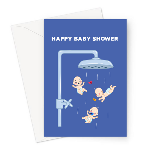 Happy Baby Shower Greeting Card | Funny, Babies Falling Out Of A Shower Baby Shower Baby Card, Having A Baby Card, Pregnancy