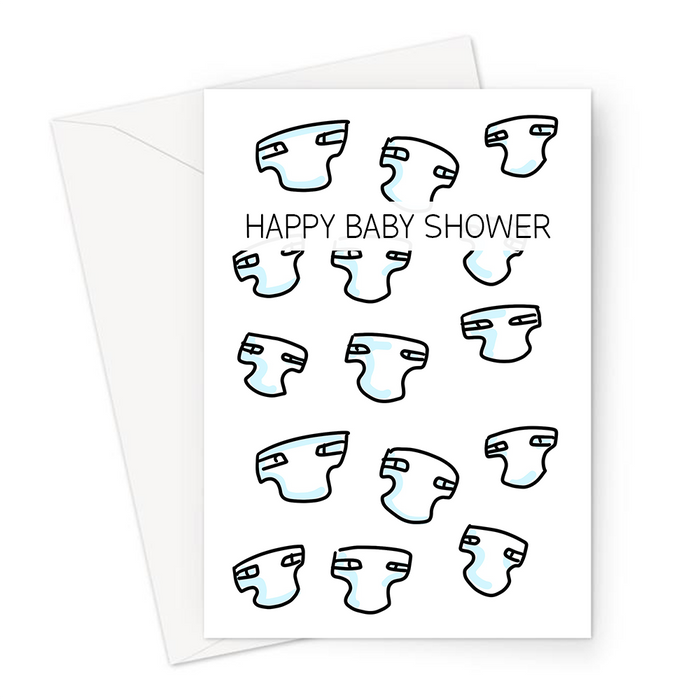 Happy Baby Shower Greeting Card | Nappy Pattern Baby Shower Baby Card, Having A Baby Card, Pregnancy, Nappies, Diaper Print
