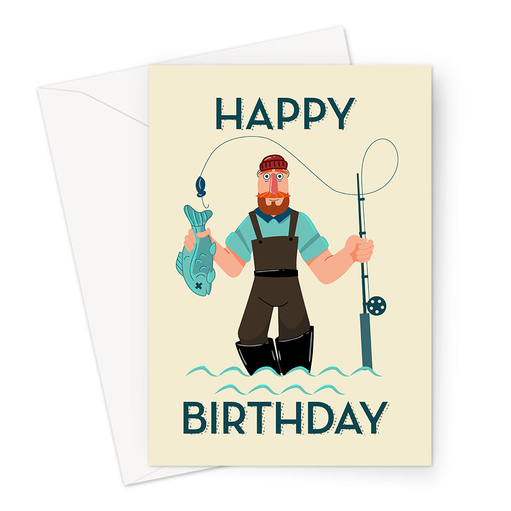 Fishing You a Happy Birthday, Birthday Card for Dad, Fish Card, Fisherman  Card, Funny Fish Card, Fish Birthday Card, Printable Birthday Card 