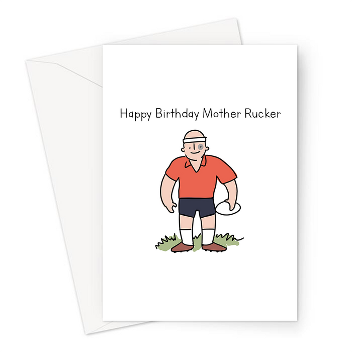Happy Birthday Mother Rucker Greeting Card | Rude, Funny Rugby Birthday Card For Rugby Player, Six Nations, Rugby League, Burly Rugby Player