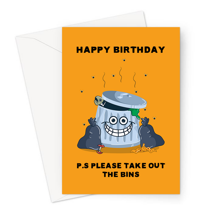 Happy Birthday P.S Please Take Out The Bins Greeting Card | Funny, Birthday Card For Husband, Boyfriend, Girlfriend, Wife, Housemate, Stinking Dustbin