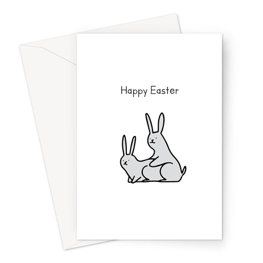 Happy Easter Greeting Card | Rude, Funny Easter Card, Two Bunnies Humping Doodle, Rabbits, Easter Bunny, Spring