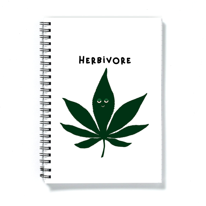 Herbivore A5 Notebook | Weed Journal, Diary, Punny Gift For Stoner, Weed Smoker, Vegan Stoner, Cannabis, Marijuana, Ganja, Hash, Pot