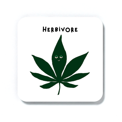 Herbivore Coaster | Weed Drinks Coaster, Punny Gift For Stoner, Weed Smoker, Vegan Stoner, Cannabis, Marijuana, Ganja, Hash, Pot