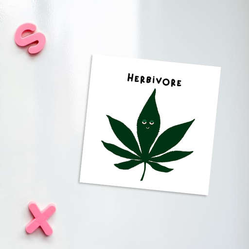 Herbivore Fridge Magnet | Weed Kitchen Magnet, Punny Gift For Stoner, Weed Smoker, Vegan Stoner, Cannabis, Marijuana, Ganja, Hash, Pot