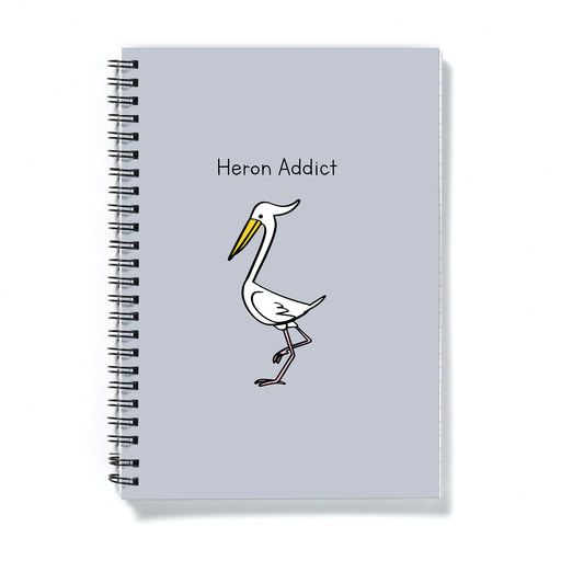 Heron Addict A5 Notebook | Pun Gift For Twitchers, Bird Watcher, Nature Enthusiast, Ornithology, Birdwatching Journal, Diary