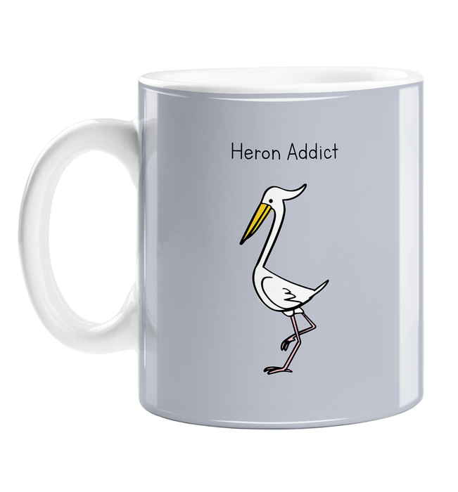 Heron Addict Mug | Gift For Twitchers, Bird Watcher, Nature Enthusiast, Ornithology, Birdwatching
