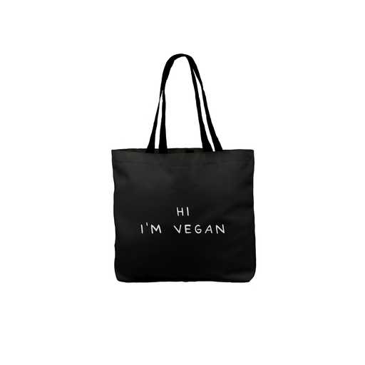 Hi I'm Vegan Tote | Canvas Vegan Shopping Bag, Beach Bag, Veggie, Plant Based, Monochrome