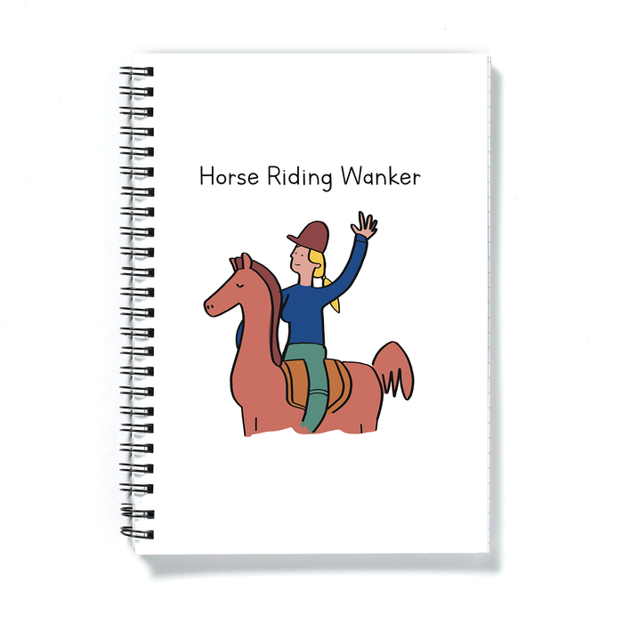 Horse Riding Wanker A5 Notebook | Lady Riding A Horse Journal, Horse Girl Diary, Gift For Female Horse Rider, Horse Lover, Jockey, Equestrian